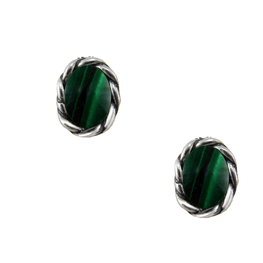 Sterling Silver Little Malachite Post Stud Earrings